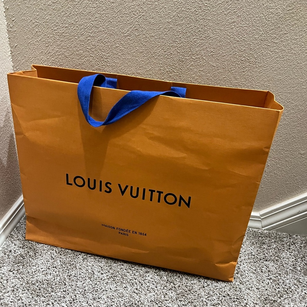 Louis Vuitton Tangerine Bag with Royal Blue Handles